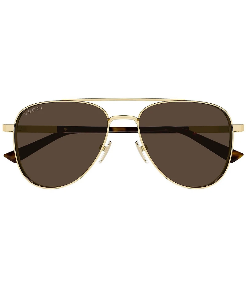 Gucci Men's Subtle Web 56mm Aviator Sunglasses