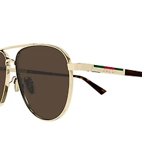 Gucci Men's Subtle Web 56mm Aviator Sunglasses