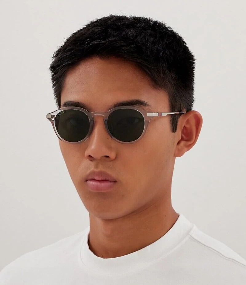 Gucci Men's Web 49mm Round Sunglasses
