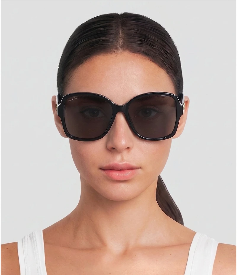 Gucci Women's Black Rectangular Sunglasses