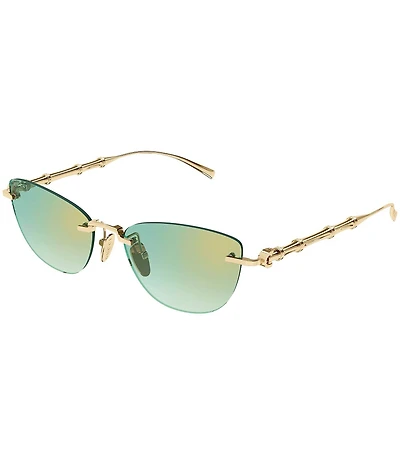 Gucci Women's Bamboo Metal 55mm Mirrored Cat Eye Sunglasses