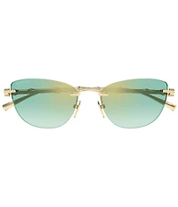 Gucci Women's Bamboo Metal 55mm Mirrored Cat Eye Sunglasses