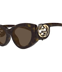 Gucci Women's Chaise Lounge 54mm Havana Cat Eye Sunglasses