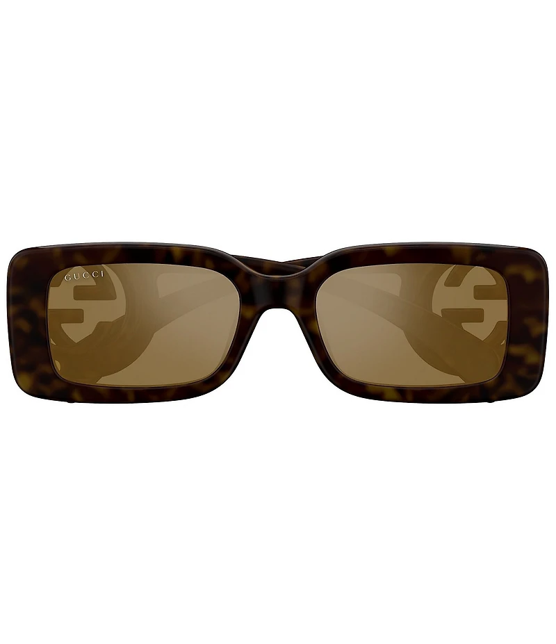 Gucci Women's Chaise Lounge 54mm Havana Rectangle Flash Sunglasses