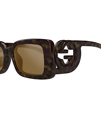 Gucci Women's Chaise Lounge 54mm Havana Rectangle Flash Sunglasses