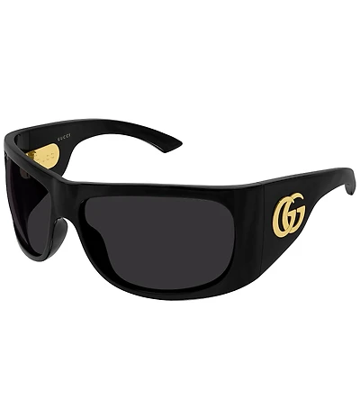 Gucci Women's Emblem Double G 66mm Geometric Wrap Sunglasses