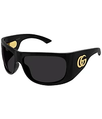 Gucci Women's Emblem Double G 66mm Geometric Wrap Sunglasses
