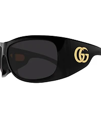 Gucci Women's Emblem Double G 66mm Geometric Wrap Sunglasses
