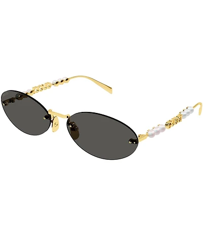 Gucci Women's Fashion Show 62mm Oval Pearl Detail Statement Sunglasses