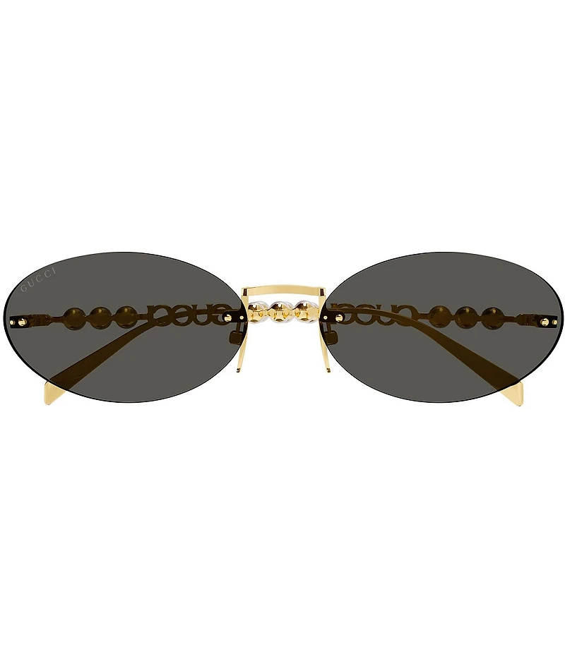 Gucci Women's Fashion Show 62mm Oval Pearl Detail Statement Sunglasses