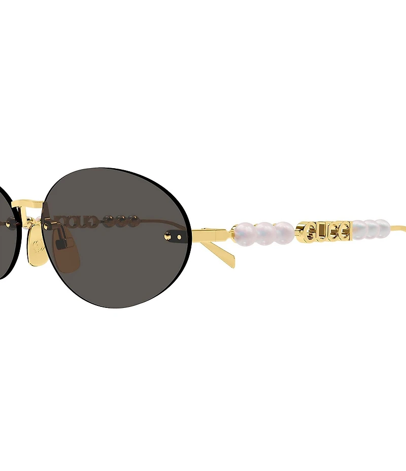 Gucci Women's Fashion Show 62mm Oval Pearl Detail Statement Sunglasses