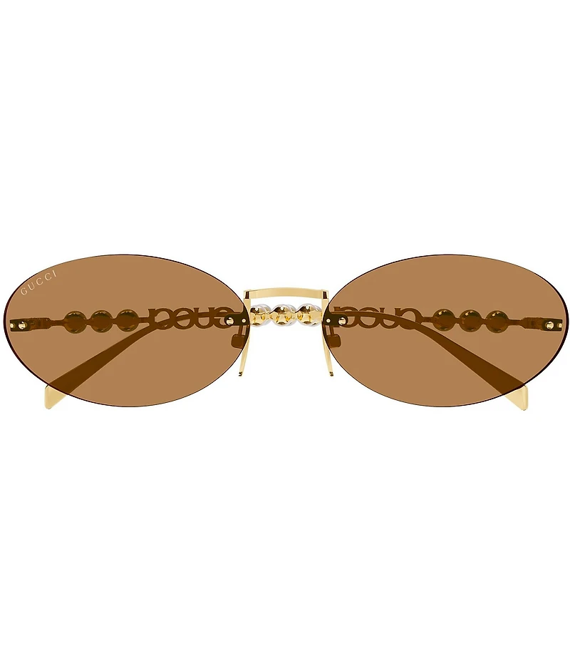 Gucci Women's Fashion Show 62mm Oval Pearl Detail Statement Sunglasses