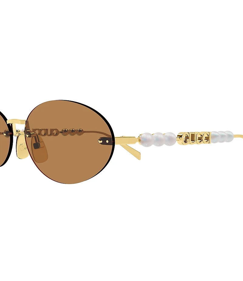 Gucci Women's Fashion Show 62mm Oval Pearl Detail Statement Sunglasses