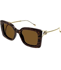 Gucci Flat & Bend 54mm Square Tortoise Statement Sunglasses