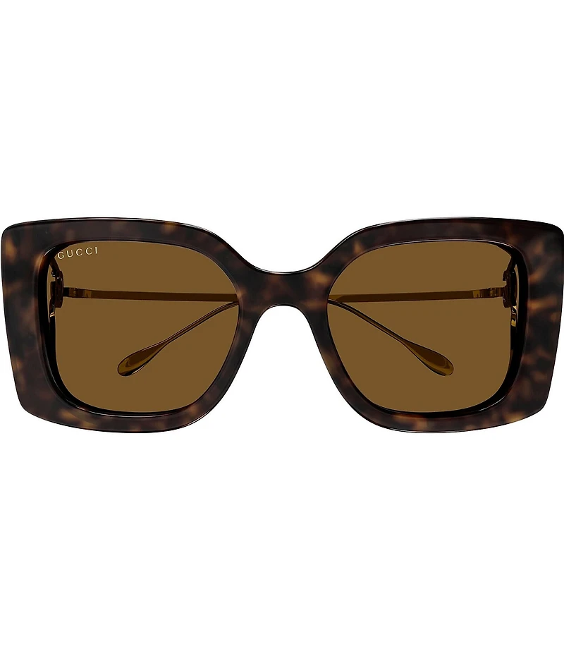 Gucci Flat & Bend 54mm Square Tortoise Statement Sunglasses