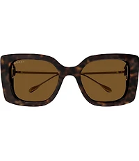 Gucci Flat & Bend 54mm Square Tortoise Statement Sunglasses