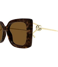 Gucci Flat & Bend 54mm Square Tortoise Statement Sunglasses