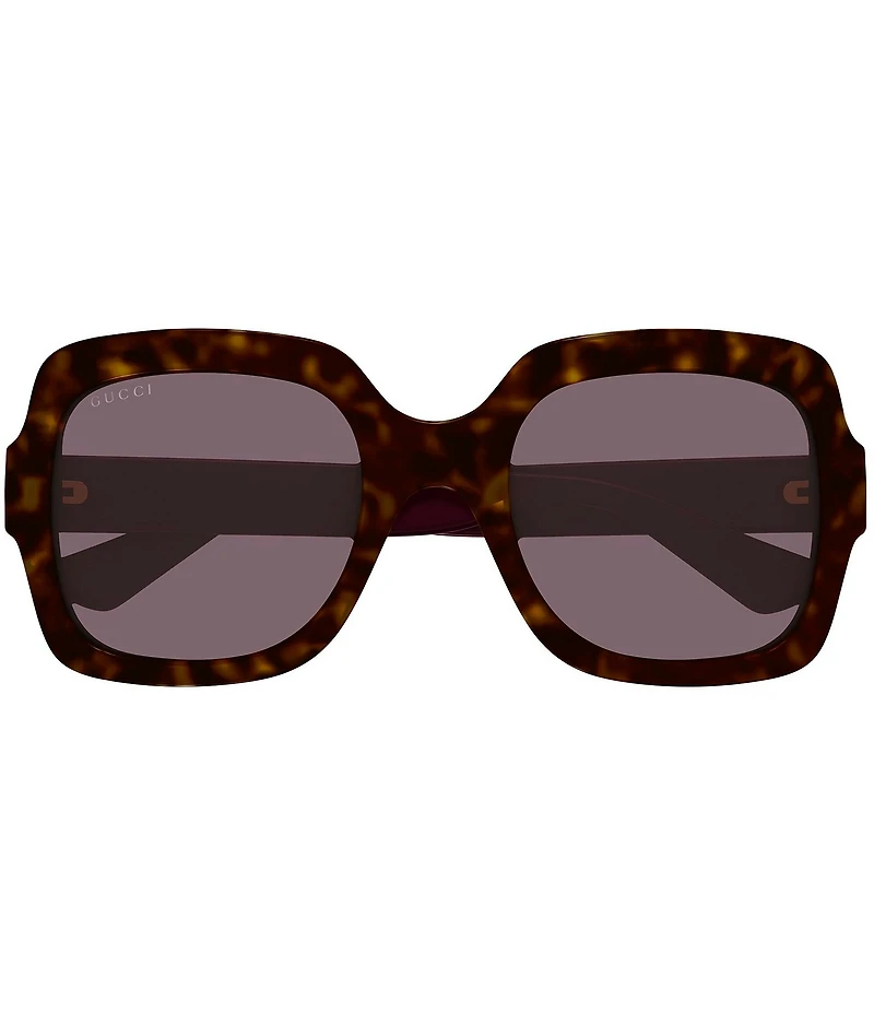 Gucci Women's GG Logo 54mm Havana Square Sunglasses