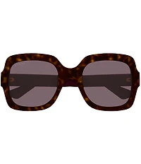 Gucci Women's GG Logo 54mm Havana Square Sunglasses