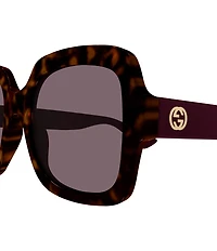 Gucci Women's GG Logo 54mm Havana Square Sunglasses