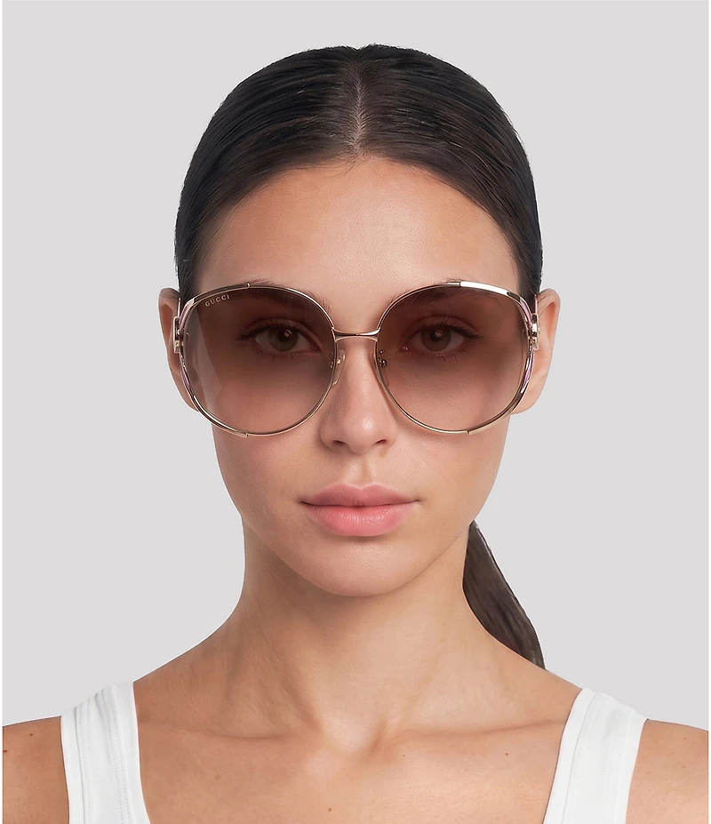 Gucci Women's Gg0225S 63mm Round Sunglasses