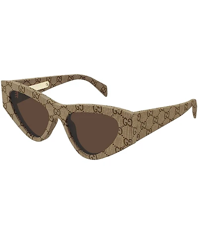 Gucci Women's Lettering Rowcut Canvas Monogram 53mm Cat Eye Sunglasses
