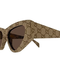 Gucci Women's Lettering Rowcut Canvas Monogram 53mm Cat Eye Sunglasses