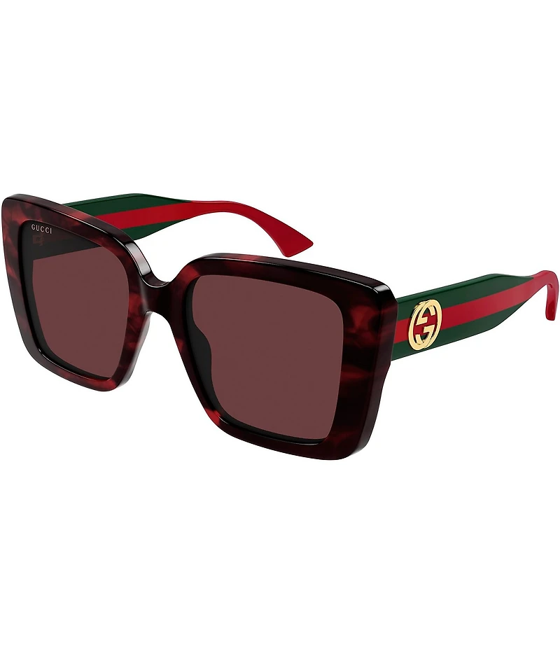 Gucci Women's New Pop Web Havana 53mm Square Sunglasses