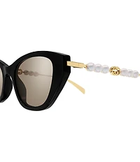 Gucci Women's Pearls and Strass 50mm Mirrored Cat Eye Sunglasses