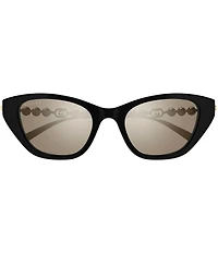 Gucci Women's Pearls and Strass 50mm Mirrored Cat Eye Sunglasses