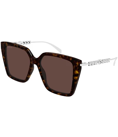 Gucci Women's Pearls and Strass 54mm Butterfly Sunglasses