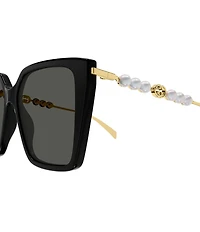 Gucci Women's Pearls and Strass 54mm Butterfly Sunglasses