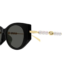 Gucci Women's Pearls and Strass 54mm Cat Eye Sunglasses