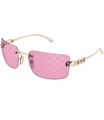 Gucci Women's Signoria Gucci Block Bending 61mm Guccissima Logo Rectangle Sunglasses