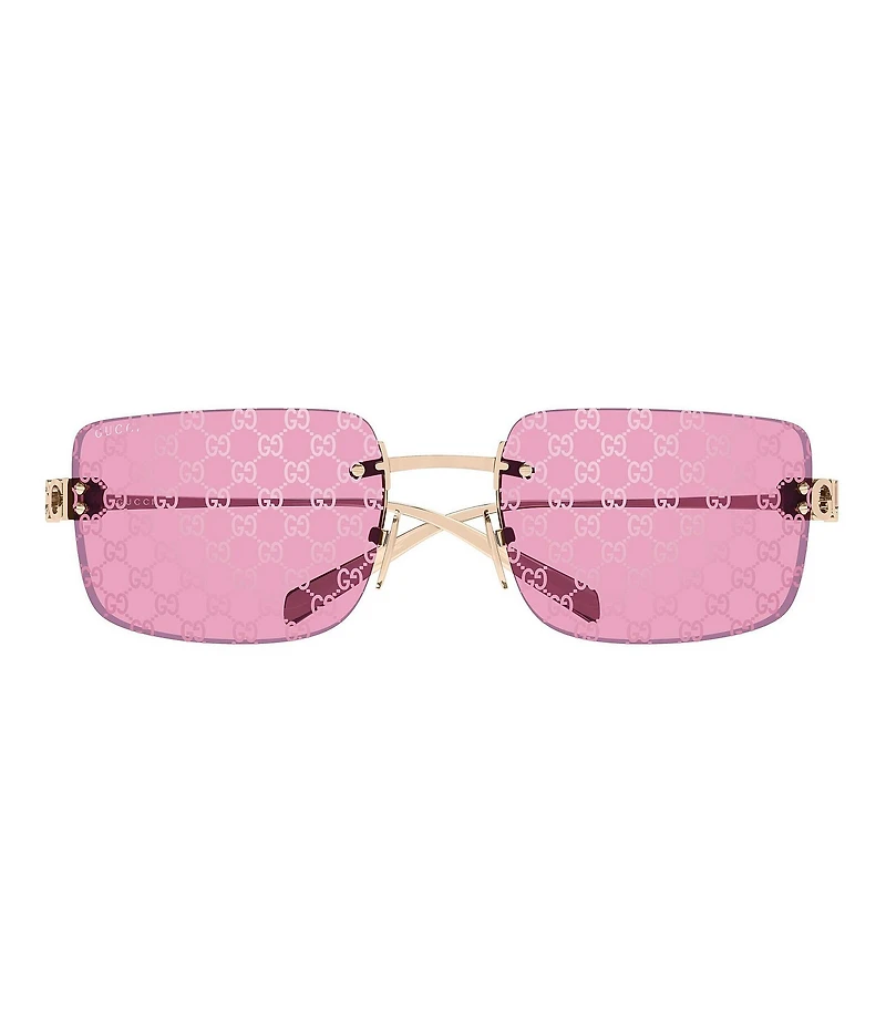 Gucci Women's Signoria Gucci Block Bending 61mm Guccissima Logo Rectangle Sunglasses