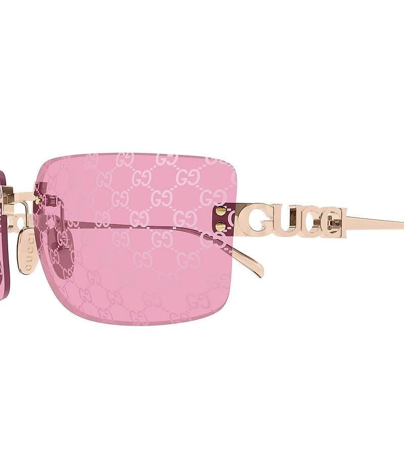 Gucci Women's Signoria Gucci Block Bending 61mm Guccissima Logo Rectangle Sunglasses
