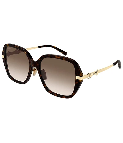 Gucci Women's Through Horsebit 57mm Square Sunglasses