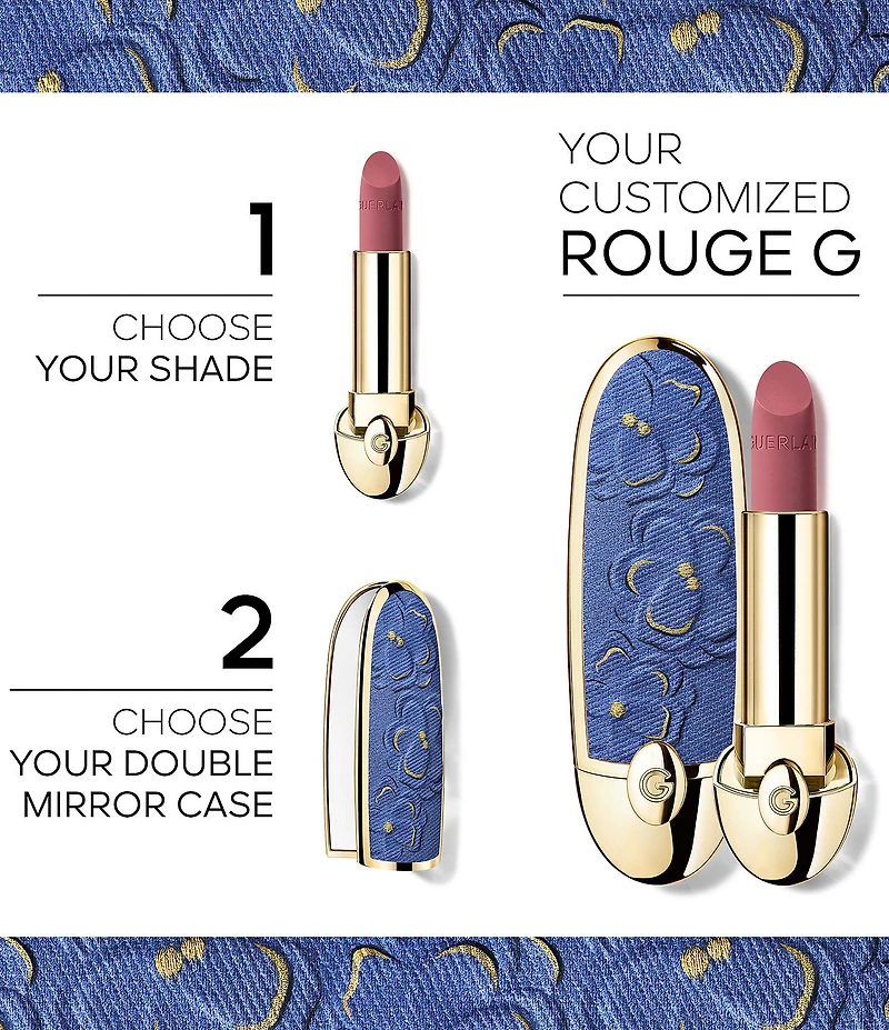 Guerlain Limited Edition Blooming Denim Collection Rouge G Customizable Lipstick Case