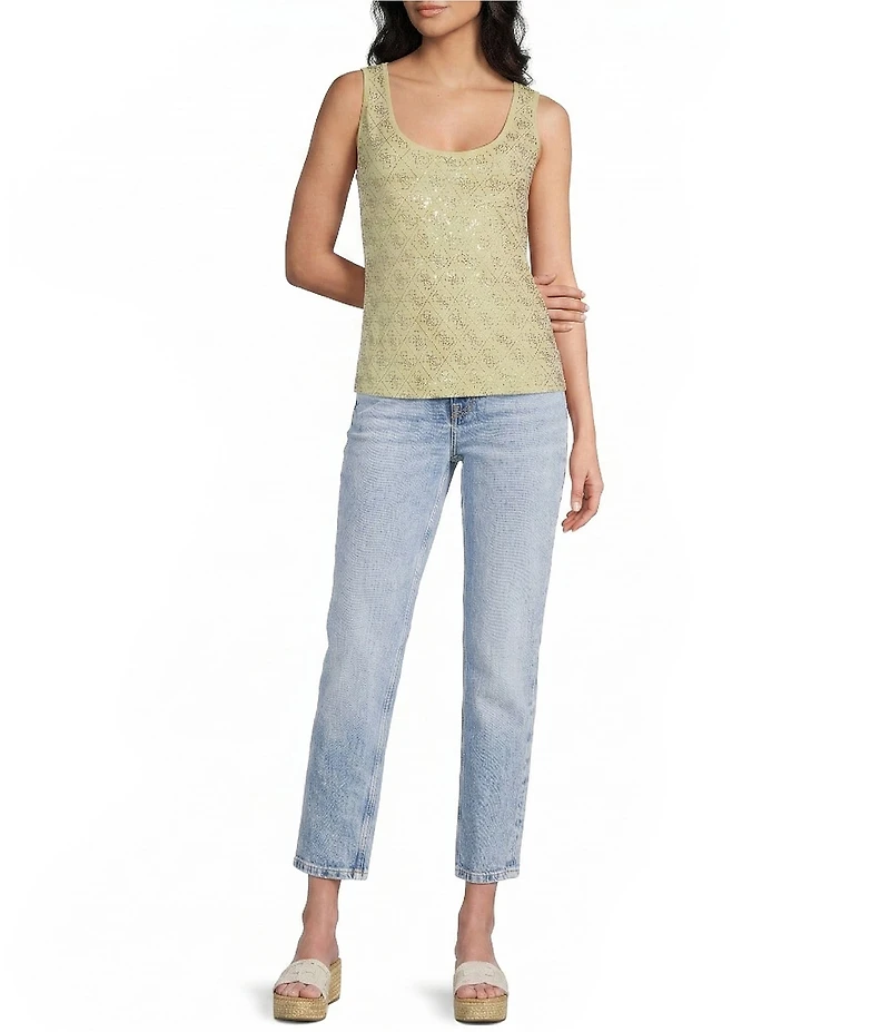 Guess 4G Allover Print Scoop Neck Sleeveless Tank Top