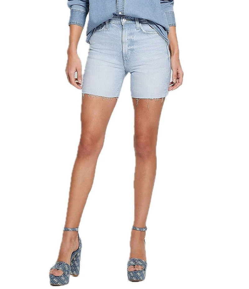 Guess 80's Pedal High Rise Frayed Hem Shorts