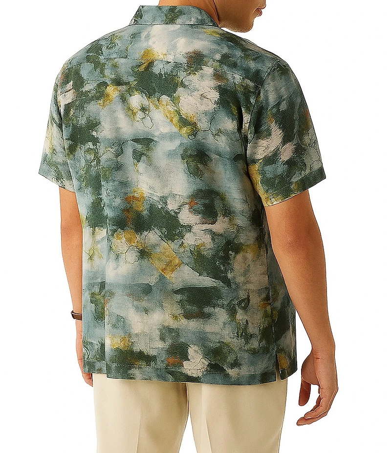 Guess Abstract/Floral Printed Short Sleeve Woven Shirt