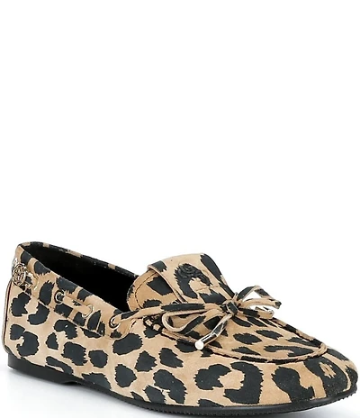 Guess Aisha Leopard Print Suede Boat Shoes
