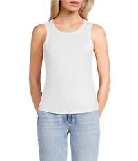 Guess Alexia Sequin Sleeveless Ribbed Knit Tank Top
