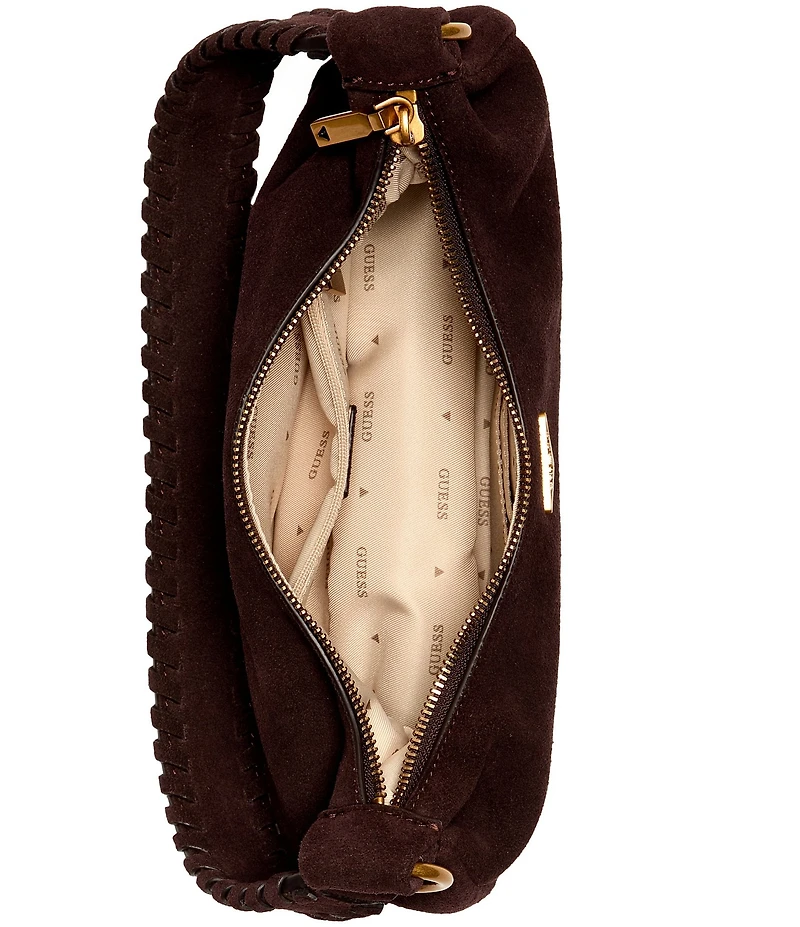 Guess Amita Espresso Suede Hobo Shoulder Bag