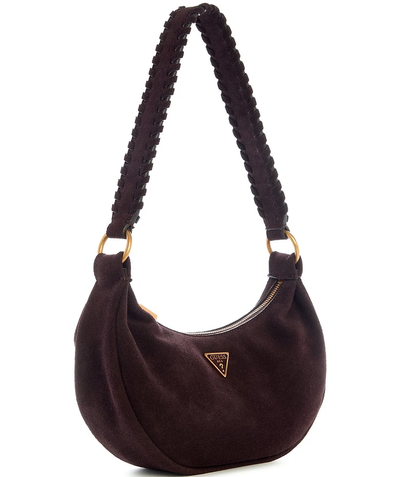 Guess Amita Espresso Suede Hobo Shoulder Bag