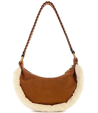Guess Amita Suede Shearling Trim Hobo Shoulder Bag