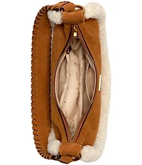 Guess Amita Suede Shearling Trim Hobo Shoulder Bag