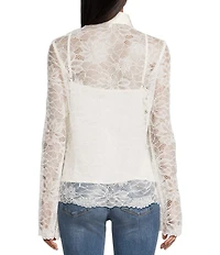 Guess Antoinette Long Sleeve Lace Top With Knit Camisole