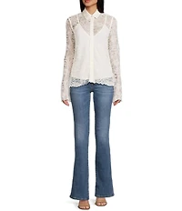 Guess Antoinette Long Sleeve Lace Top With Knit Camisole