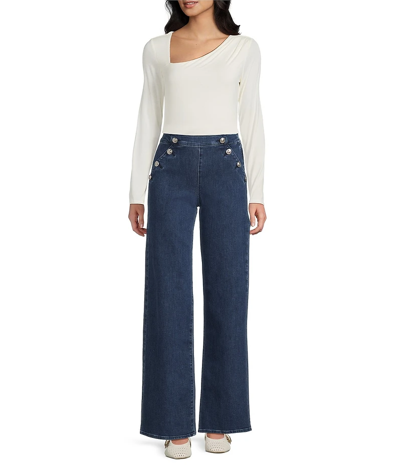 Guess Areiah Asymmetrical Neck Long Sleeve Top